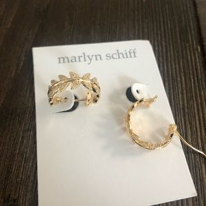 Marlyn Schiff gold hoop earrings with rhinestones